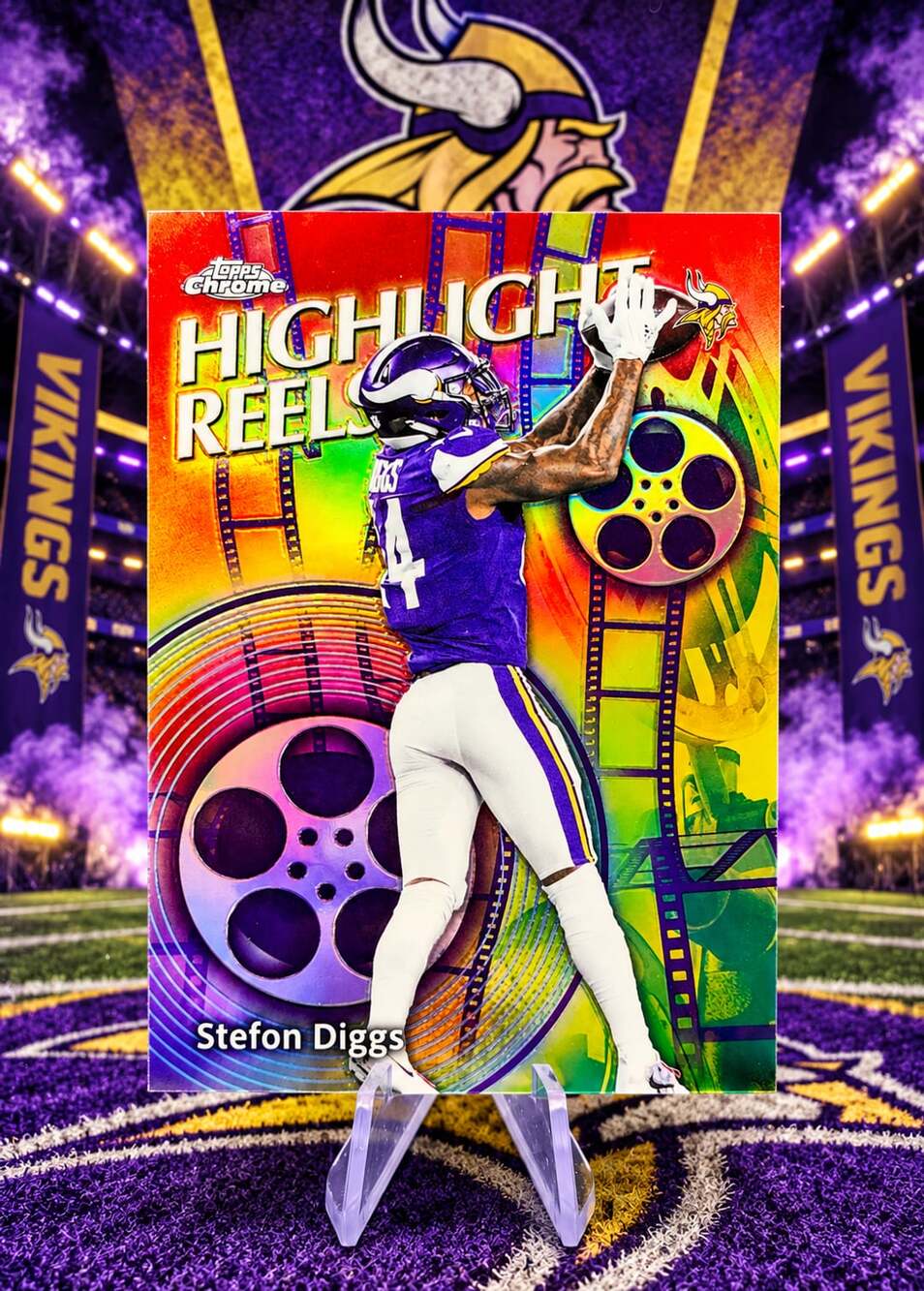 NEW RELEASE Topps Chrome Vikings Stefon Diggs Highlight Reels Trading Card RARE